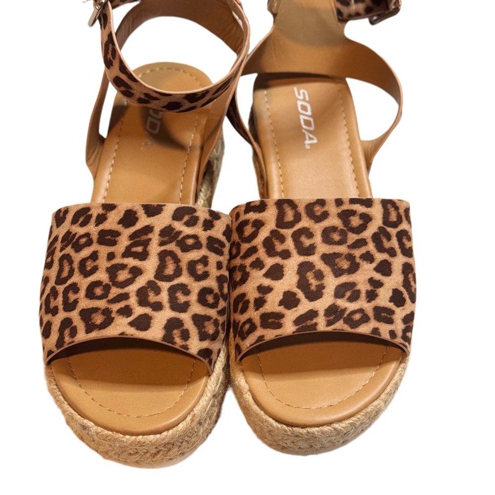 Soda Brown Platform Sandals with Ankle Strap